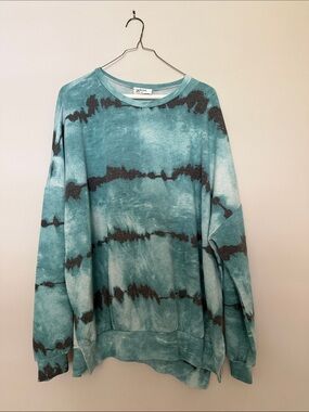 TALULAH Teal and Black Tie-Dye Pullover Sweatshirt